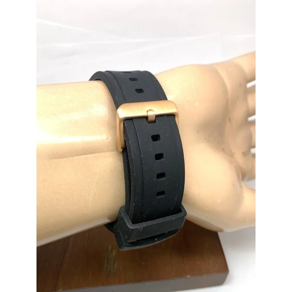 Guess Men's Watch GW0423G5 Quartz Black Rose Gold Rubber Strap 47mm